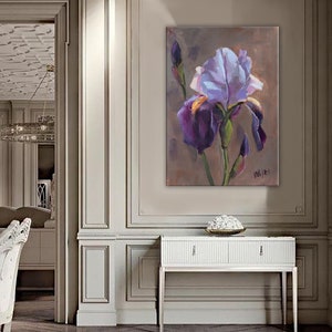 Purple Iris Oil Painting on Canvas: Floral Impressionism Art - Etsy