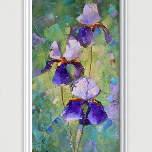 Iris Abstract Art - Gift for Mother - Original Oil Painting - Floral Modern Art - Home Wall decor