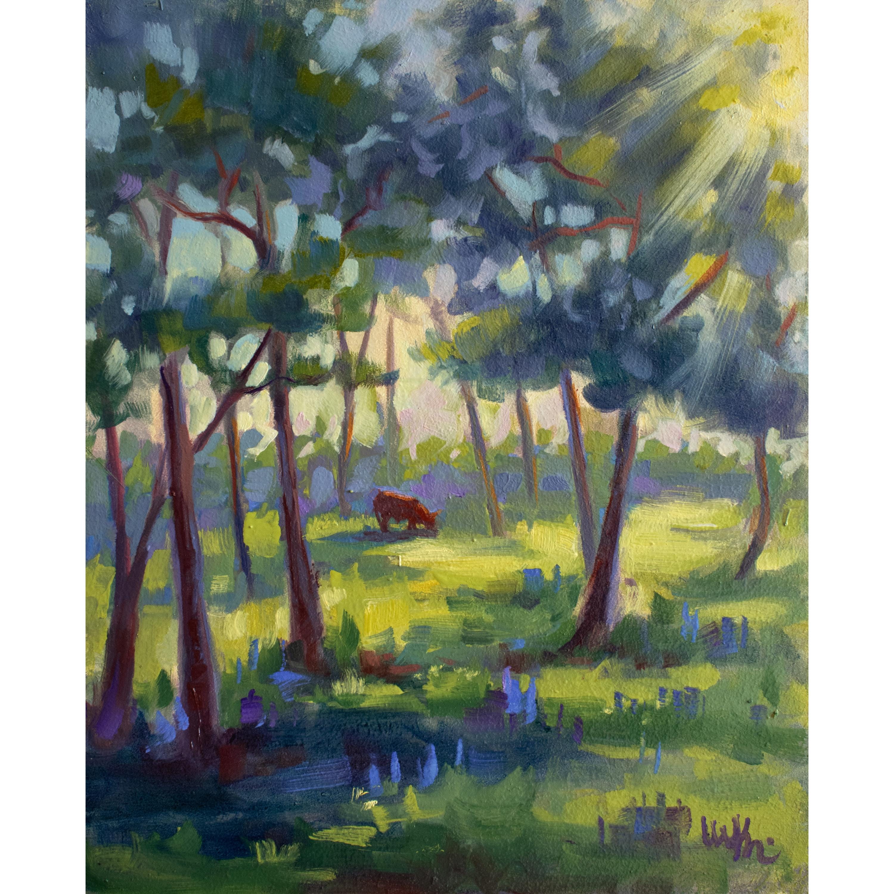 Ukrainian Landscape Original Oil Painting - Animal Art - Room Wall Decor