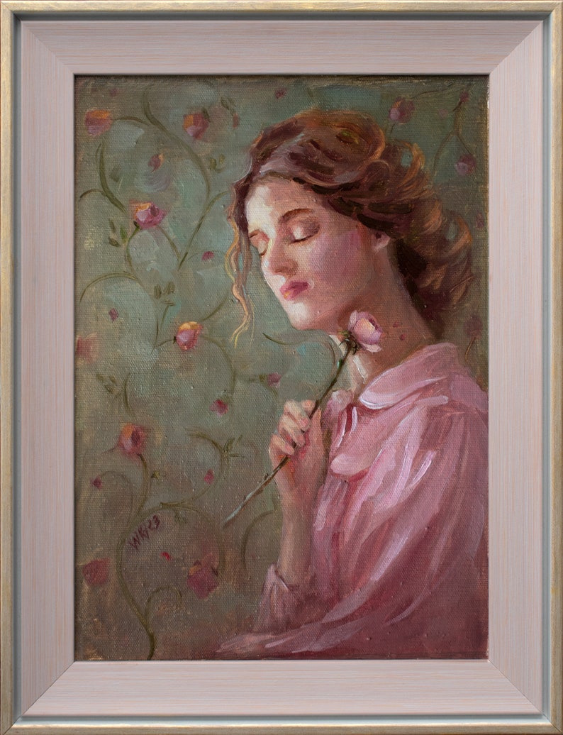 Woman Portrait - Framed Original Oil Painting - Christmas Gift ...