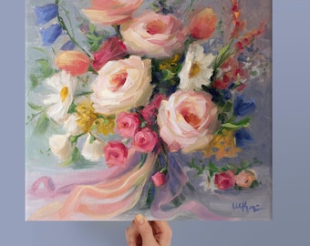 春の花束 - ピエール＝オーギュスト・ルノワールの手描き油絵