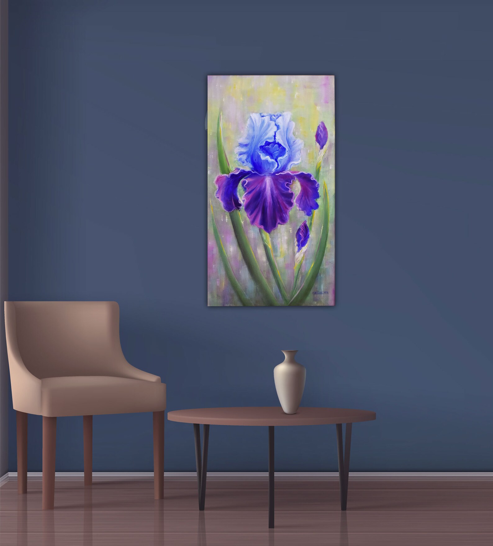Original Iris Oil Painting on Canvas: Purple Floral Wall Art - Etsy