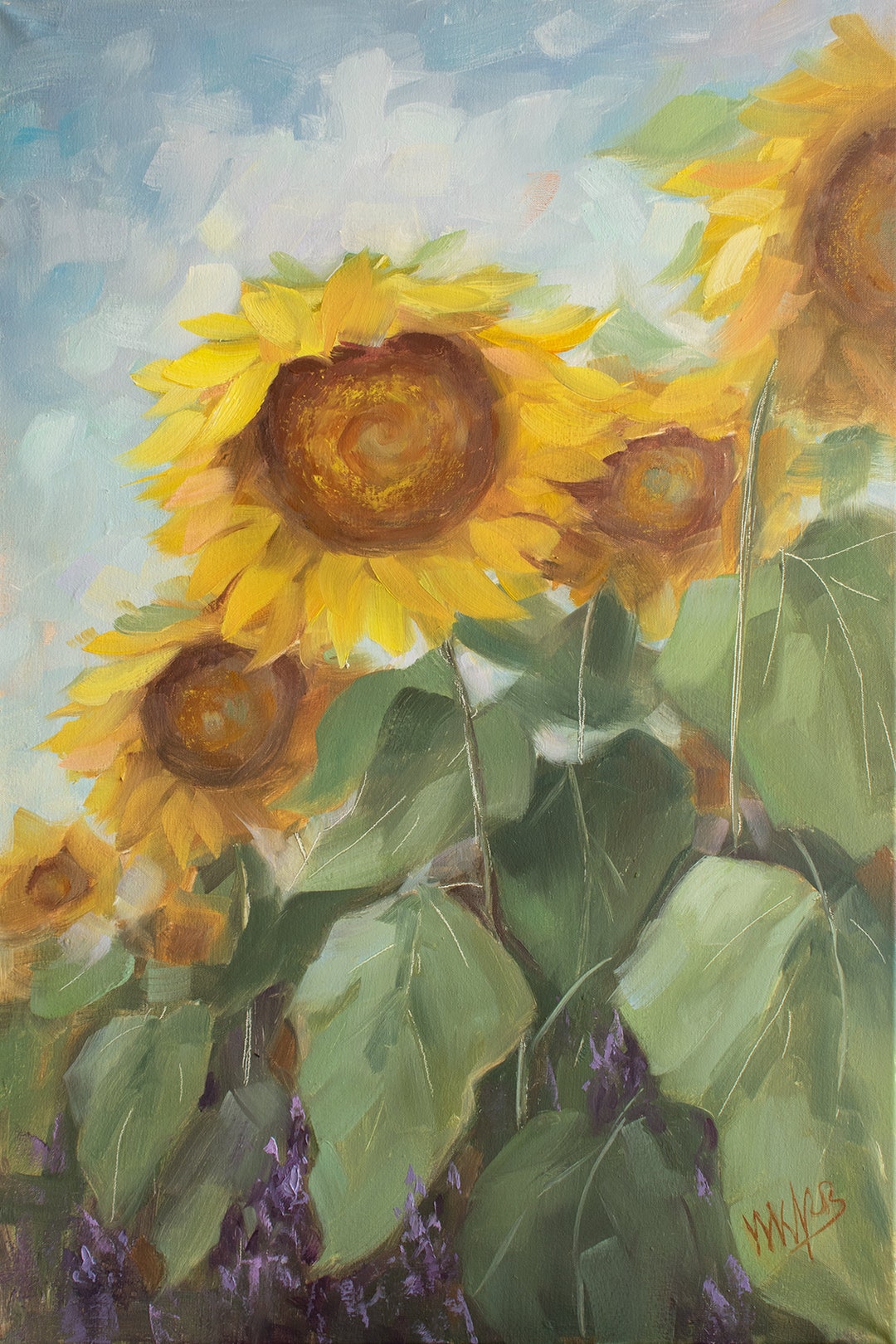 Sunflowers Original Oil Painting - Mother Day Gift - Floral Wall Decor ...