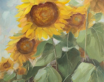 ひまわりの花束 - クロード・モネの手描き油絵の複製、6 つの花の静物
