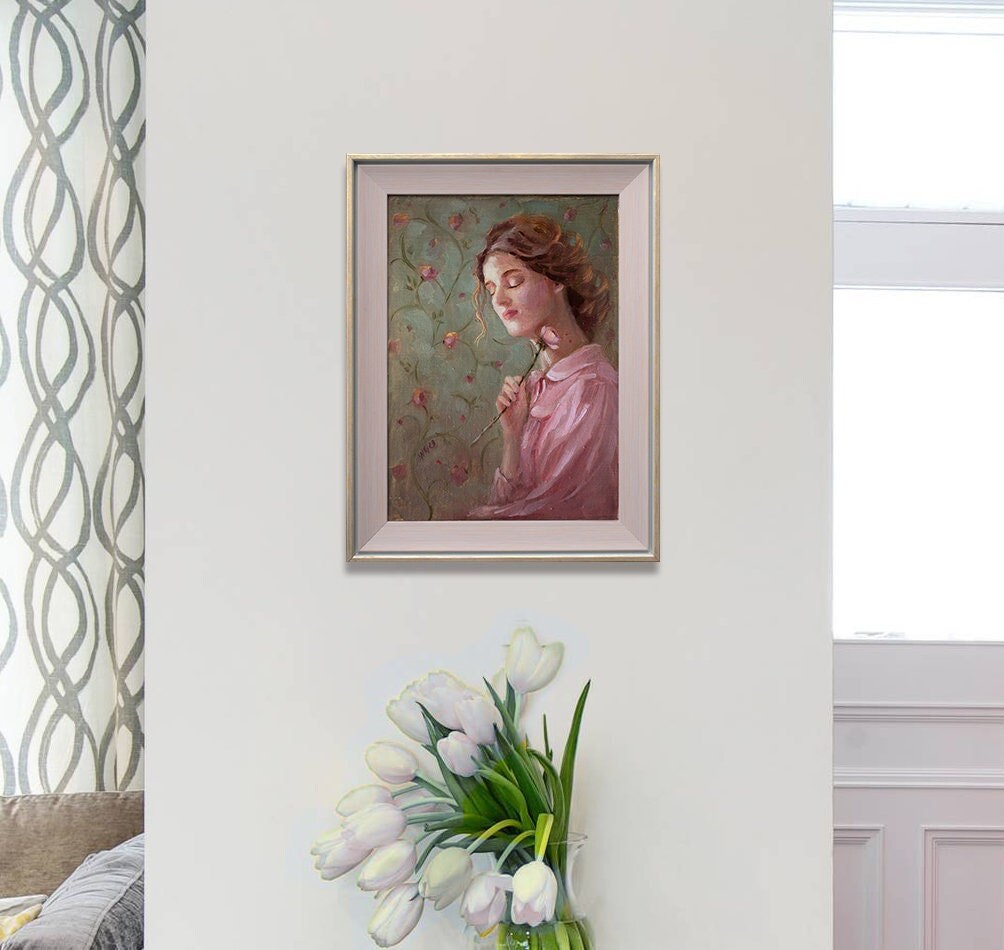 Woman Portrait - Framed Original Oil Painting - Christmas Gift ...