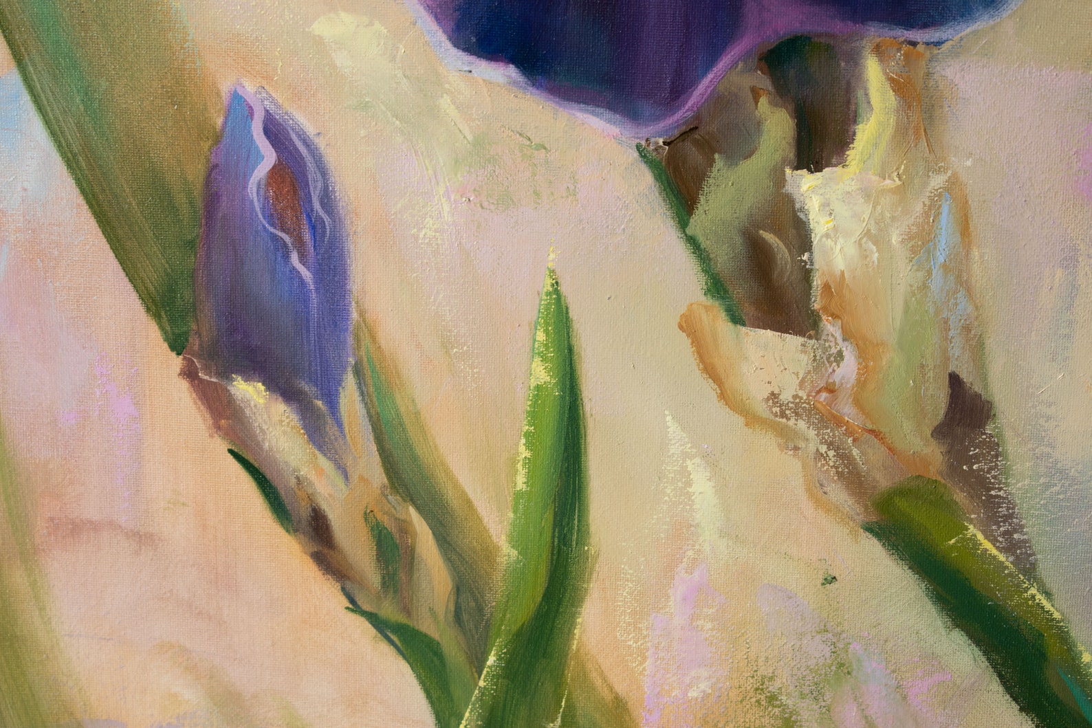 Iris Original Oil Painting Purple Flower Artwork Christmas - Etsy