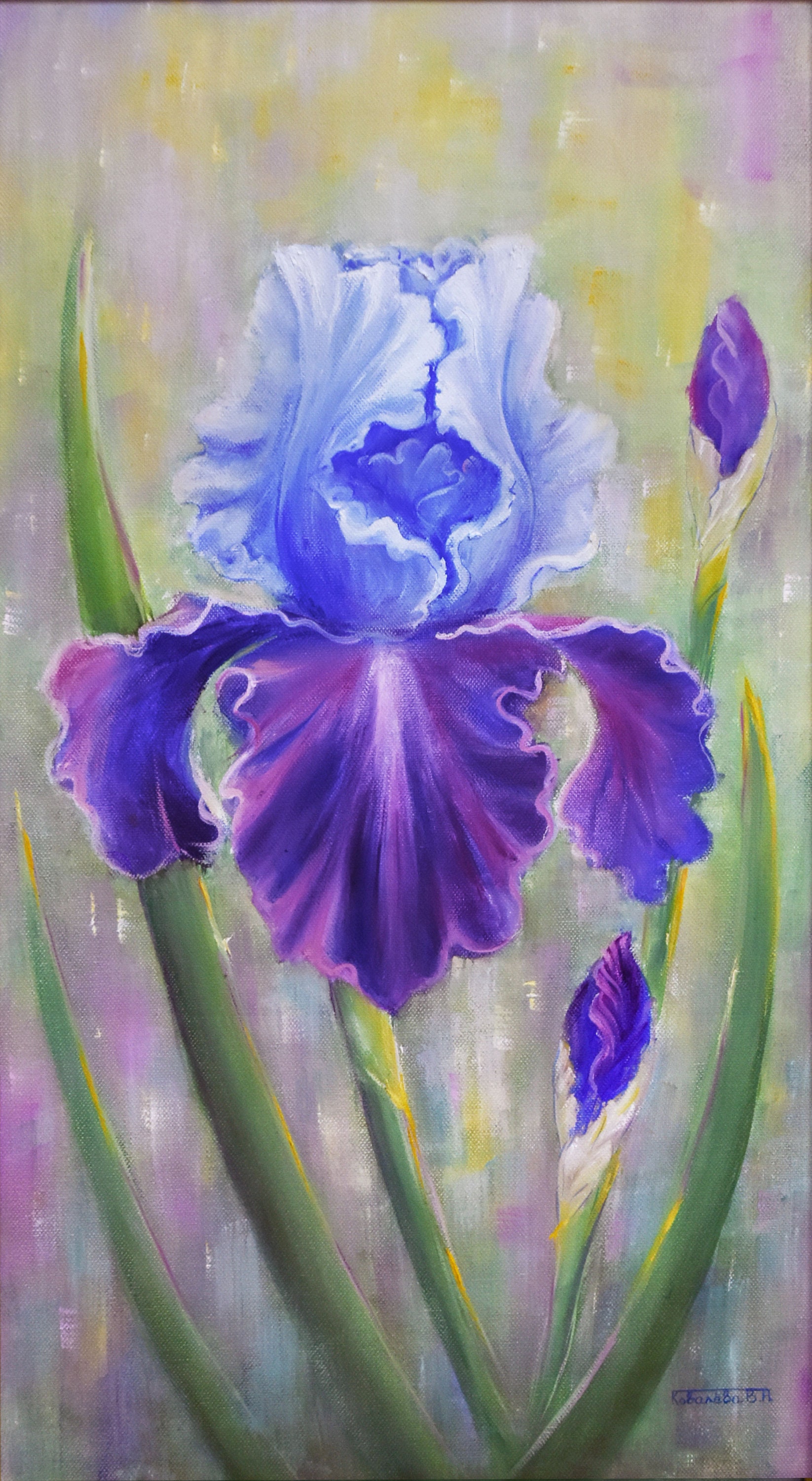 Original Iris Oil Painting on Canvas: Purple Floral Wall Art - Etsy