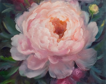 Peony Large Art - Original Oil Painting - Floral Abstract Art - Room Wall Decor