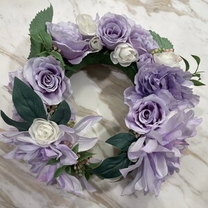 Large romantic purple lace flower crown