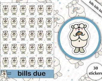 Pay Bills Stickers - Planner Stickers - Journal Stickers - Bill Due - Bill Reminder - Household - Chores - Bear - To Do - Stationery