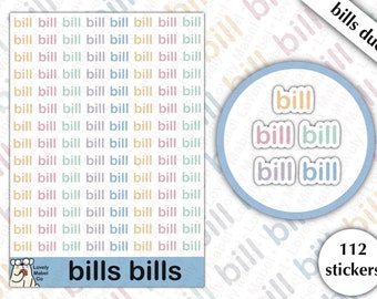 Pay Bills Stickers - Planner Stickers - Journal Stickers - Bill Due - Bill Reminder - Household - Chores - To Do - Stationery