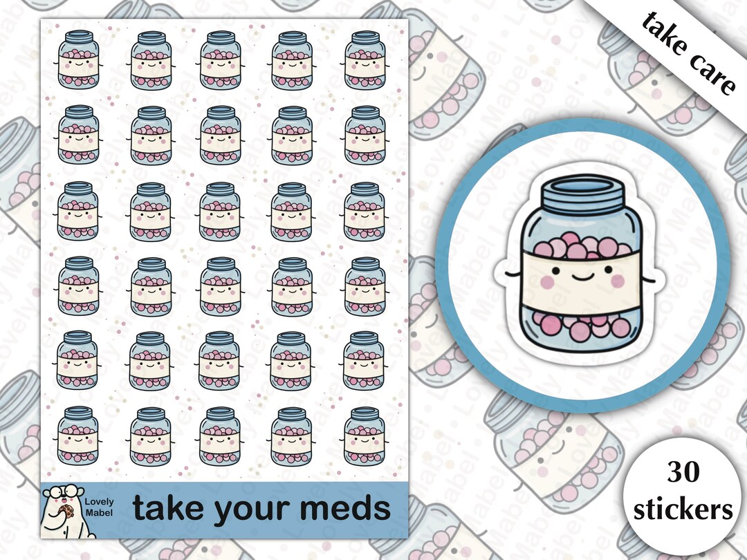 Medication Stickers Planner Stickers Journal Stickers Take Meds Pills