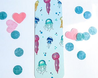 1 Jellyfish Bookmark - Ocean - Under The Sea - Beach - Blue - Stationery - Cardstock - Bookworm - Reader - Book Accessories