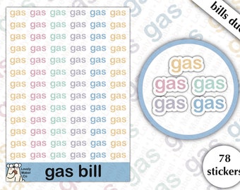 Gas Bill Stickers - Planner Stickers - Journal Stickers - Bill Due - Bill Reminder - Household - Chores - To Do - Stationery