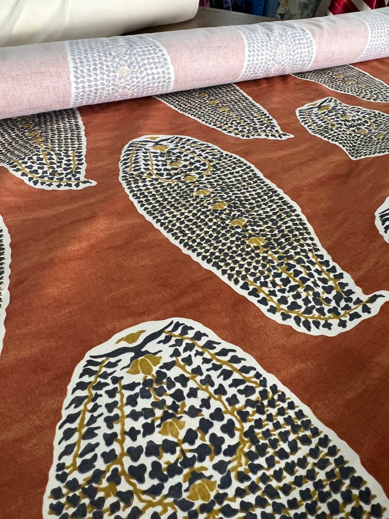 519039 Paisley Stamp Persimmon by Robert Allen /duralee Fabric Etsy