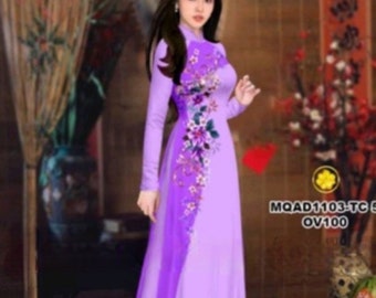 Full color Vietnamese traditional Ao dai xinh (áo dài 3D hoa  ) Áo dài truyền thống , Ao Dai for Girls, Ao Dai for Women, Silk Dress