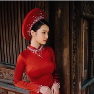 Vietnamese Ao dai For Wedding (áo dài cưới cô dâu ) Áo dài truyền thống , Ao Dai for Girls, Ao Dai for Women ,Dress Red,Ao dai Viet Nam