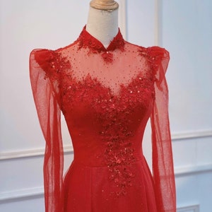 Pre oder: Vietnamese áo dài cưới đỏ For Wedding (cô dâu ) Dress for Wedding , Dress for women, Wedding dress,Dress Red,ao dai wedding