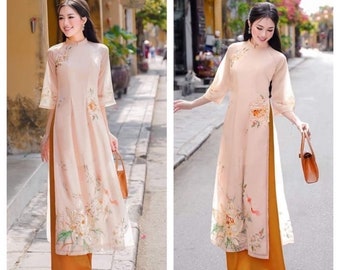 Pre make: Vietnamese Ao dai silk  beautiful (áo dài cách tân thêu xinh) ,For wedding, Ao Dai for Girls, Ao Dai for Women, Ao Dai Viet Nam