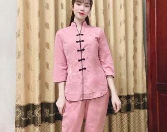 Bộ đồ đi chùa  Vietnamese silk pink  (áo dài bà ba ) Ao dai Wedding, Ao Dai for Girls, Ao Dai for Women, Ao Dai Tet Viet Nam