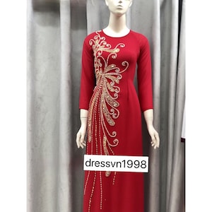 Vietnamese Ao Dai Silk Dress áo Dài Trung Niên Thêu đá Ao Dai Wedding ...