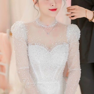 Pre oder: Vietnamese áo dài cưới For Wedding (ao dai cô dâu  ) Dress for Wedding , Dress for women,dress white,Dress White,ao dai wedding