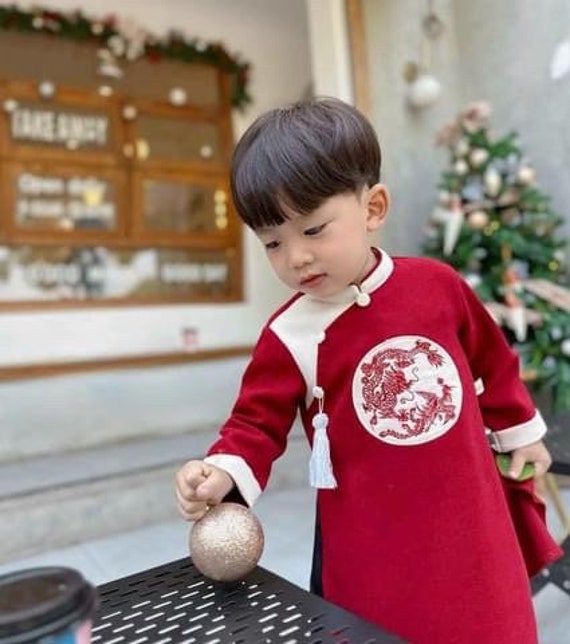 Vietnamese Traditional Long Dress For Mans Vietnamese Ao Dai for Girls Ao Dai Cach Tan cho Be trai do Ao Dai Tet Ao dai kids Ao dai Baby
