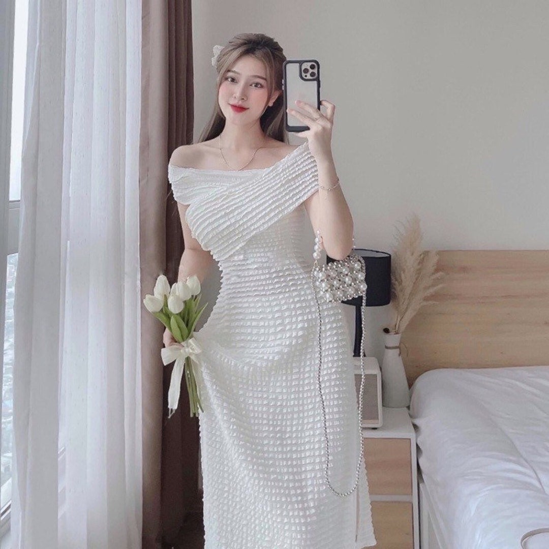 Vietnamese Ao Dai Silk White Dress áo Dài Cách Tân Lụa Xinh Ao Dai ...