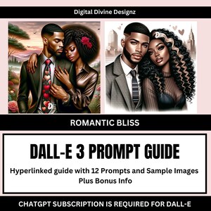 ChatGPT Dall-E3 Romantic Bliss Prompt Guide | PDF | 12 Sample Prompts | AI Prompt Guide | Black Love Prompts image 1