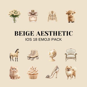 iOS 18 Emoji Stickers – 84 Beige Aesthetic iPhone Stickers for iMessage & Instagram