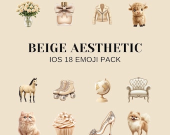 iOS 18 Emoji Stickers – 84 Beige Aesthetic iPhone Stickers for iMessage & Instagram