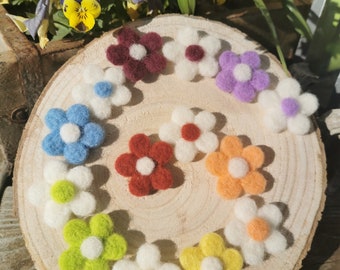 Set of felt flowers, needle felted, blossom, summer, spring, decoration, crafts, ornaments, table decoration, felt decoration