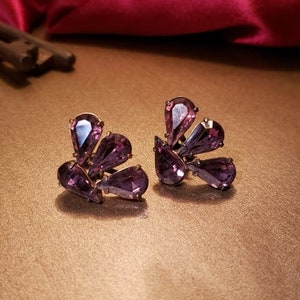 Vintage Purple Screw back Earrings