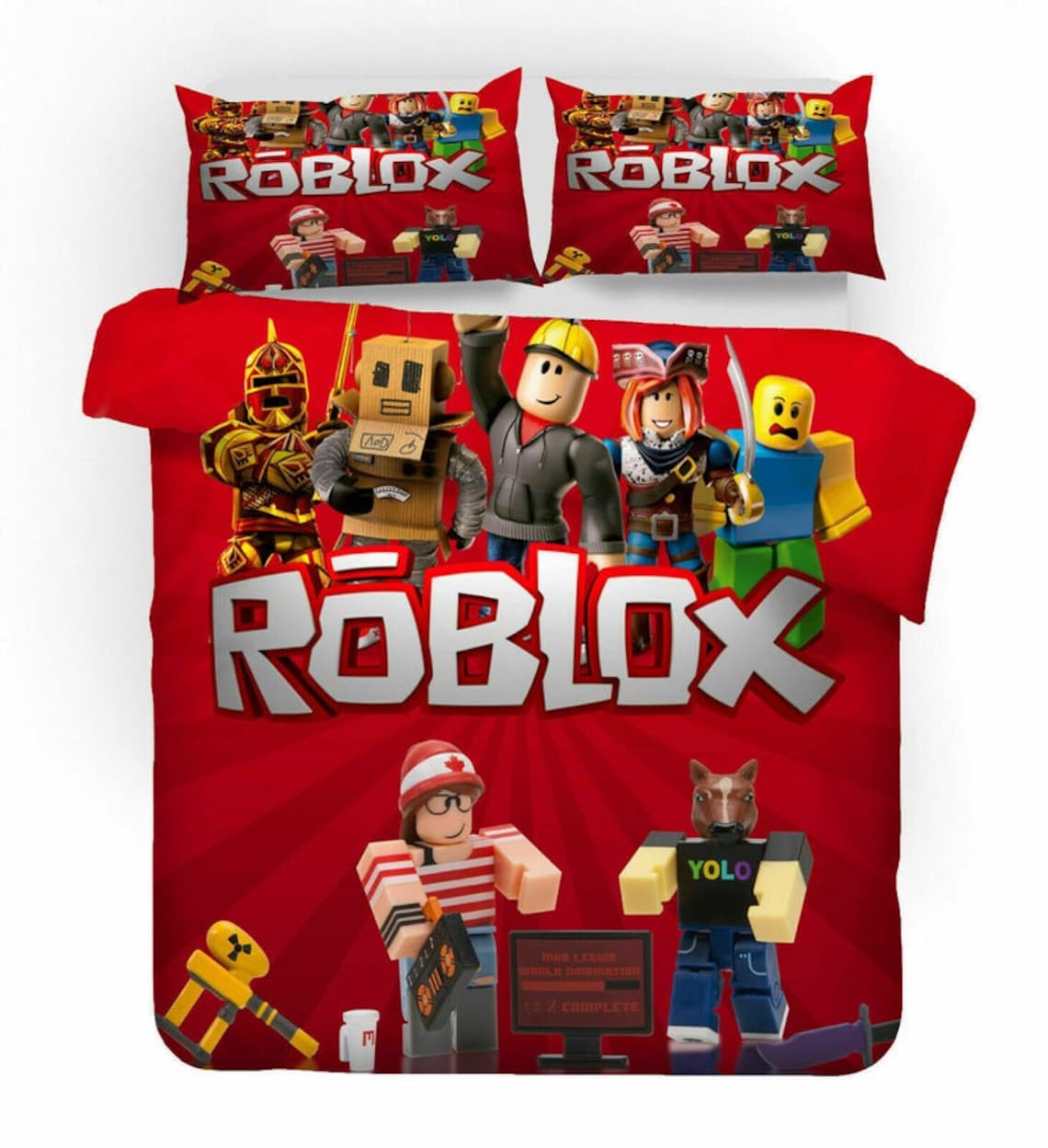 Roblox Beddings Roblox Bedding Set 3PCS Duvet Cover Etsy