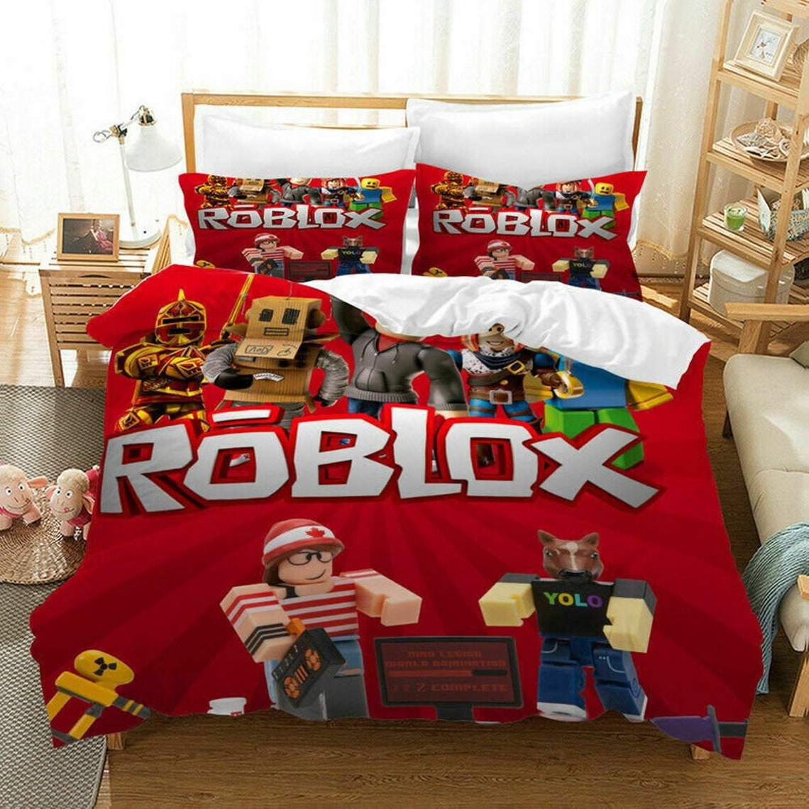 Roblox Beddings Roblox Bedding Set 3PCS Duvet Cover Etsy