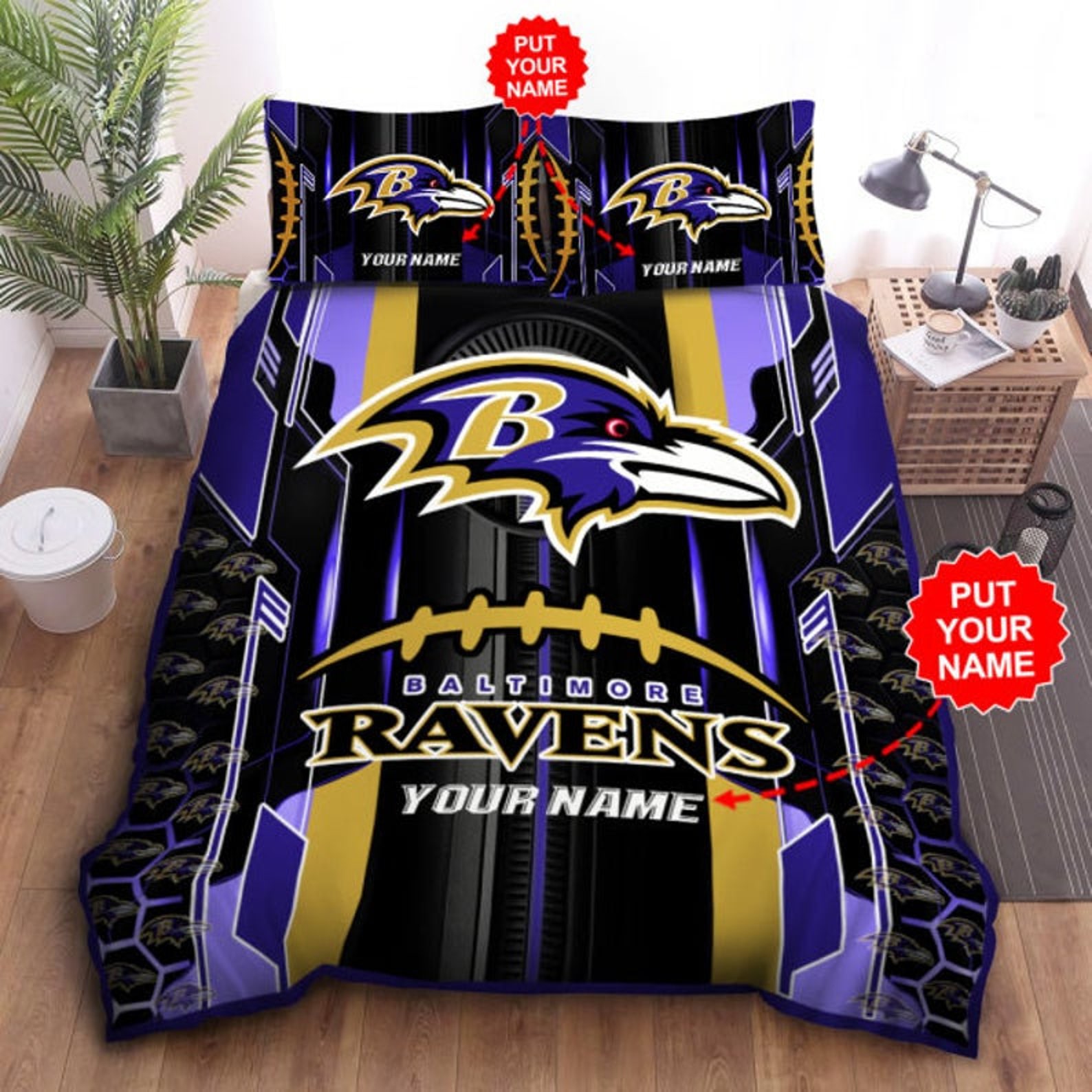Personalized Baltimore Ravens Bedding Set Custom Name Etsy