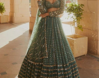 Bottle Green Lehenga Choli For Women Indian Wedding Bridal Party Wear Ghagra Choli Bollywood Designer Traditional Festival Wear Lengha Choli