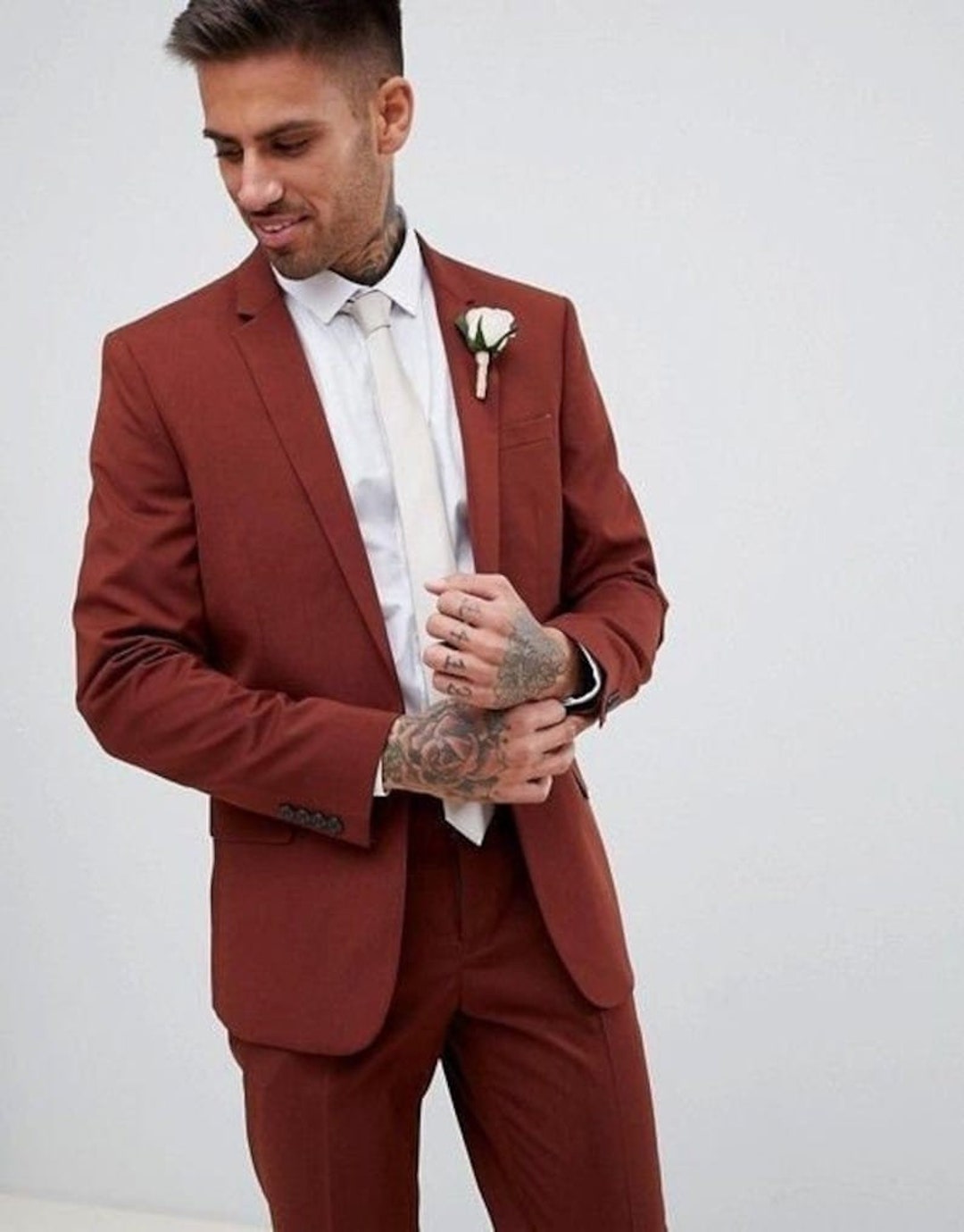 Man Suit-man Rust Suit-prom Suit-party Wear Suit-beach Wedding Suit ...