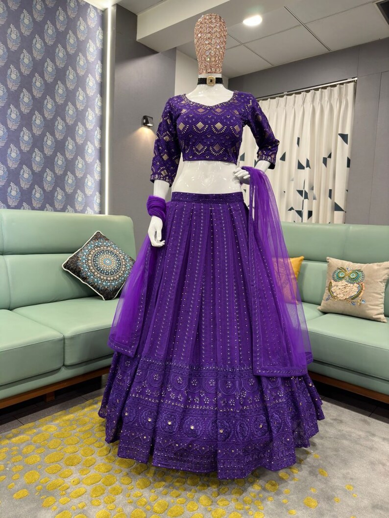 Pastel Purple Lehenga style Choli Semi-Stitched Lehenga Choli