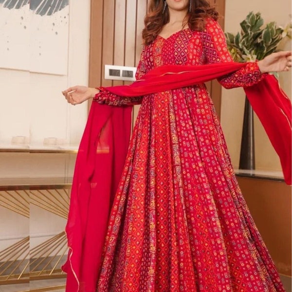 Sabyasachi Designer Rode ANARKALI JURK Met Dupatta Set voor Diwali Festivals Bruiloftskleding, Jurk, Anarkali Jurk, Jurken, Lange Jurk Dupatta