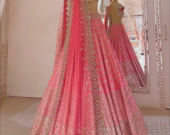 Pink Sabyasachi Designer Lehenga Choli with high quality work and Customized at your size, Lengha for women or girls ready to wear lehengas