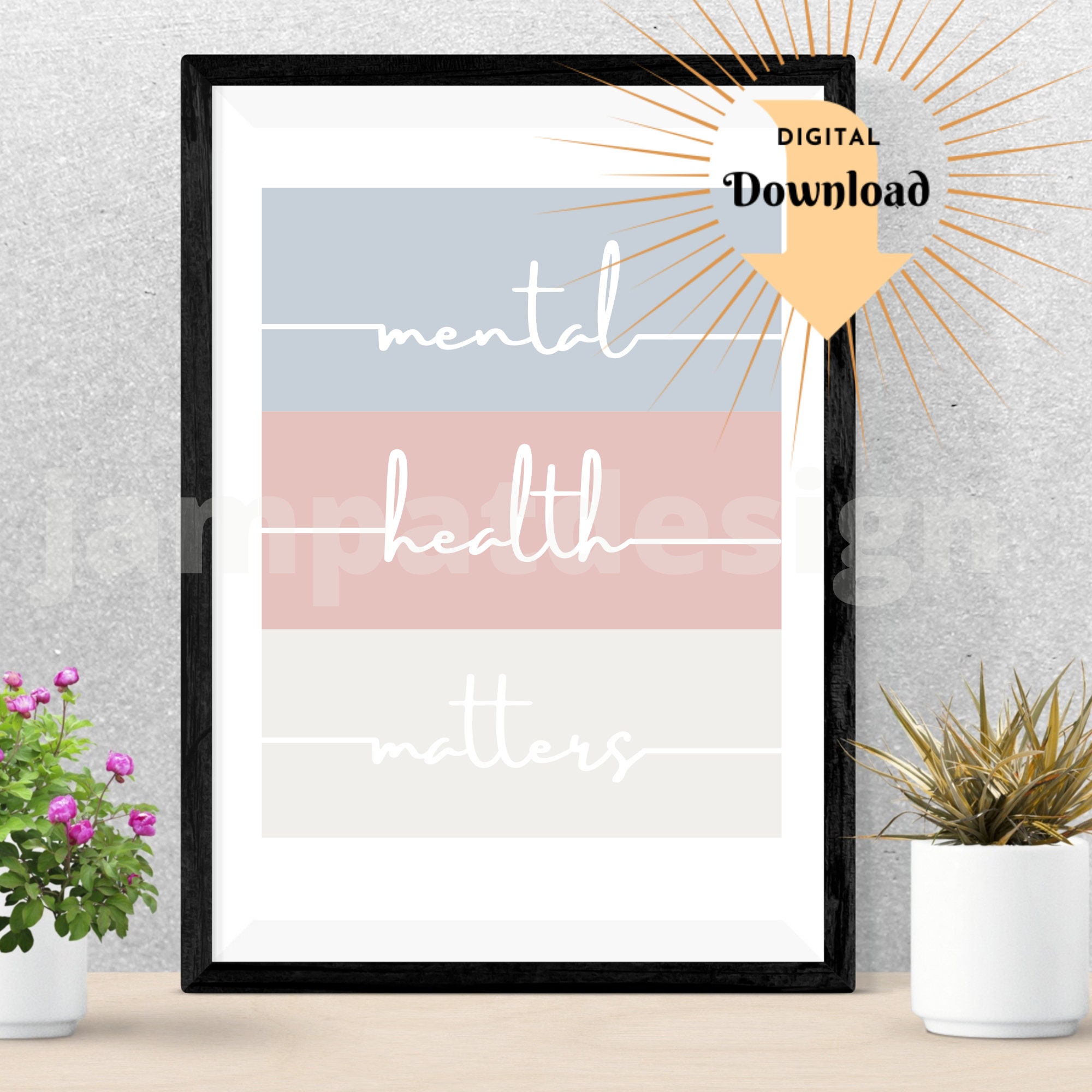 MENTAL HEALTH MATTERS Color Wall Art Digital Print School Counselor ...