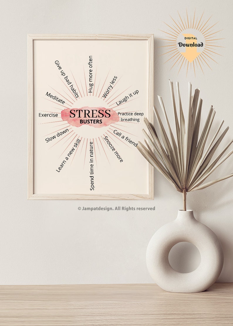 STRESS RELIEF | Wall Art | Digital Print | Counselor Wall Decor ...