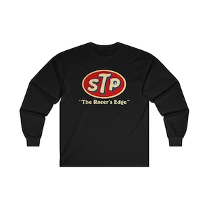 T-shirt a maniche lunghe nera da uomo con logo STP Racing Team Oil, taglia dalla S alla 2XL