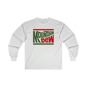 T-shirt a maniche lunghe nera da uomo con logo classico Mountain Dew, taglia dalla S alla 2XL