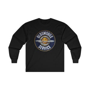 T-shirt a maniche lunghe nera da uomo con logo Oldsmobile Service, taglia dalla S alla 2XL