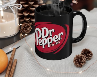 Dr. Pepper Logo Est. 1885 11oz Coffee Tea Black Mug