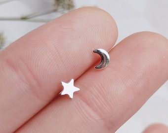 999 Zilveren Stud Oorbellen Moon Star Flash, Swan, Cross, Minimalist stud oorbellen gemaakt van fijn zilver