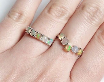 Verstellbarer Opal Ring aus 925er Silber, anlaufgeschützt