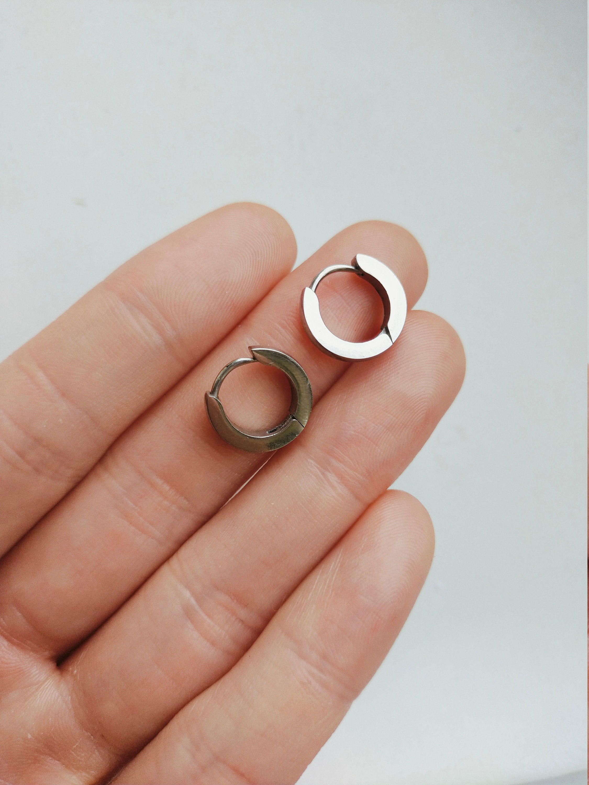 12cm Unisex Hoop Earrings in Stainless Steel Silver Classic Etsy UK